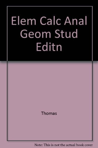 Elem Calc Anal Geom Stud Editn