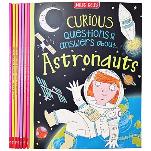 Curious Questions & Answers About 8 Books Collection Set (Prehistoric Animals, Astronauts, The Moon, Plants, Polar Lands, Rainforests, Space Machines & Weather)