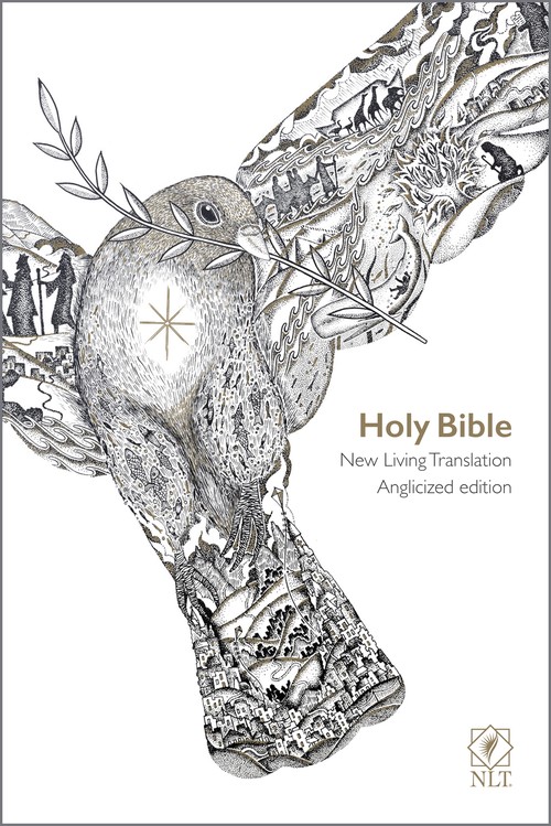 NLT Holy Bible, White Flexiback, Dove Illustration, Award-Shortlisted Design, British Text, NLT New Living Translation, Flexiback, Standard size
