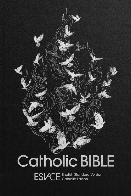 ESV-CE Catholic Bible, Black Hardback, Silver Foiled Dove, British Liturgical Bible, Silver Ribbon Marker, ESV-CE, Hardback, Standard size