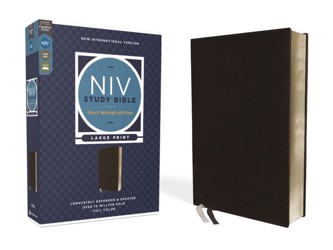 NIV Study Bible, Fully Revised Edition (Study Deeply. Believe Wholeheartedly.), Large Print, Bonded Leather, Black, Red Letter, Comfort Print