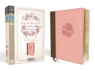 NIV, Journal the Word Bible for Women (With Space for Your Own Artwork), Leathersoft, Brown/Pink, Red Letter, Comfort Print