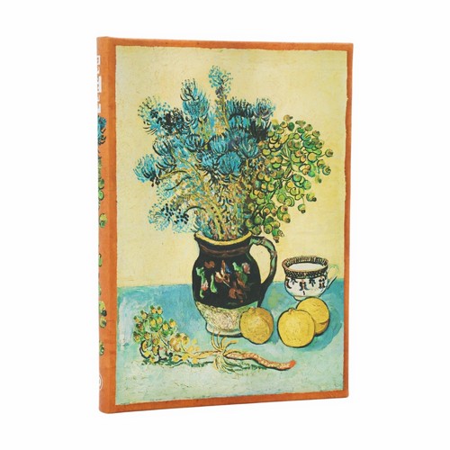 Van Goghs Still Life Midi Lined Hardcover Journal (Elastic Band Closure)