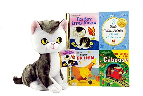 Little Golden Books: The Shy Little Kitten,The Little Red Hen and The Little Red Caboose with The Shy Little Kitten Plush Toy