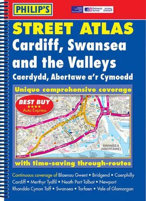 Philip's Street Atlas Cardiff, Swansea and the Valleys