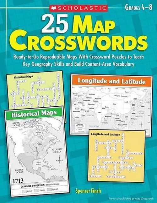 25 Map Crosswords, Grades 4-8