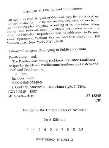 Prudhomme Family Cookbook