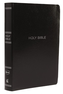 NKJV Holy Bible, Giant Print Center-Column Reference Bible, Black Leather-look, 72,000+ Cross References, Red Letter, Comfort Print: New King James Version