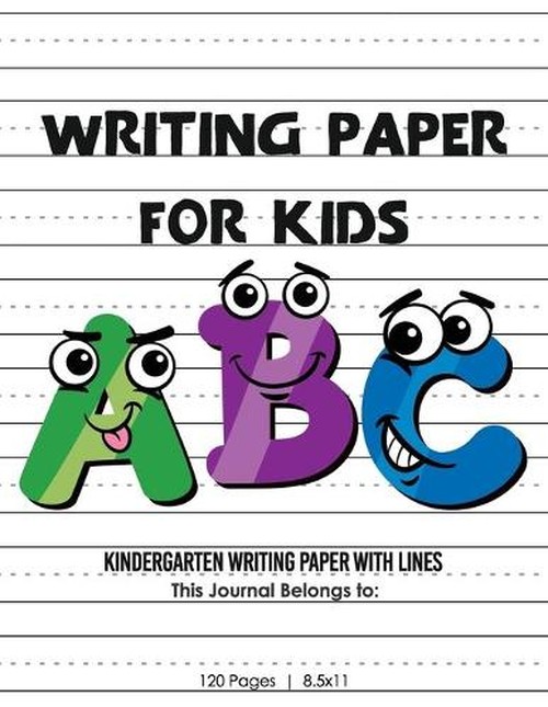 Kindergarten writing paper with lines for ABC kids