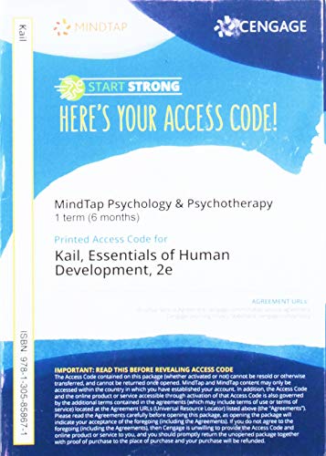 Mindtap(r) Psychology, 1 Term (6 Months) Printed Access Card for Kail/Cavanaugh Essentials of Human Development, 2nd