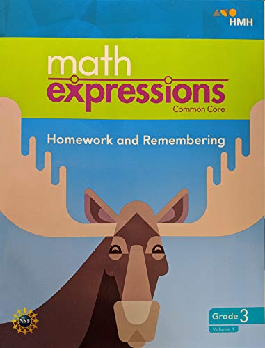 Math Expressions, Homework and Remembering, Grade 3 Volume 1, c. 2018, 9781328702661, 1328702669