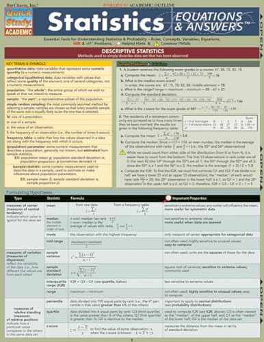 Statistics Equations & Answers