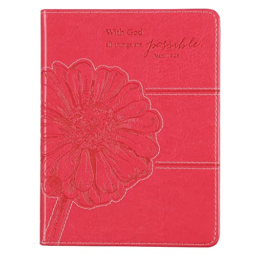 Christian Art Gifts Classic Handy-Sized Journal All Things Are Possible Mathew 19:26 Bible Verse Inspirational Scripture Notebook 240 Ruled Pages, 5.7 X 7, Pink