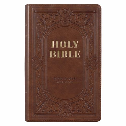 KJV Bible Giant Print Standard-Size (Faux Leather, Medium Brown)