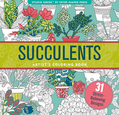 Succulents Adult Coloring Book (31 Stress-Relieving Designs)