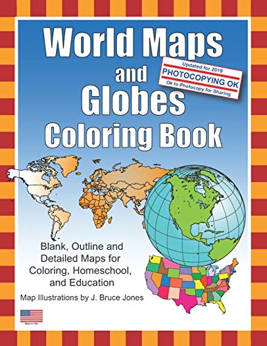 World Maps and Globes Coloring Book