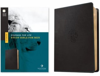 NLT Courage for Life Study Bible for Men (Leatherlike, Onyx Lion, Filament Enabled)