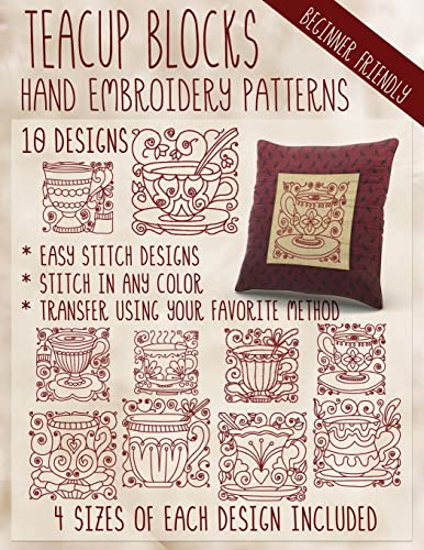 Teacup Blocks Hand Embroidery Patterns