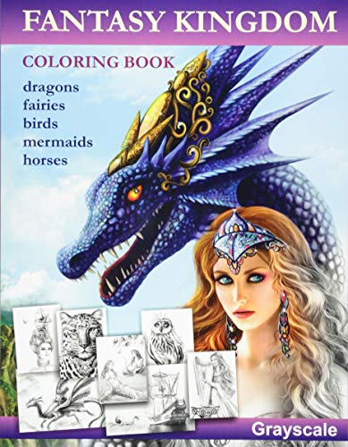 Fantasy Kingdom. Grayscale Adult Coloring Book