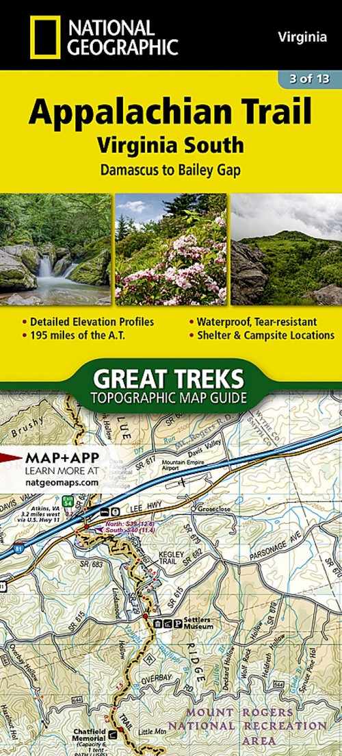 Appalachian Trail: Damascus to Bailey Gap Map (Virginia)