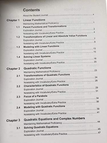 Big Ideas Math: Algebra 2 Student Journal (1 year)