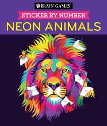 Brain Games - Sticker by Number: Neon Animals (28 Images to Sticker)
