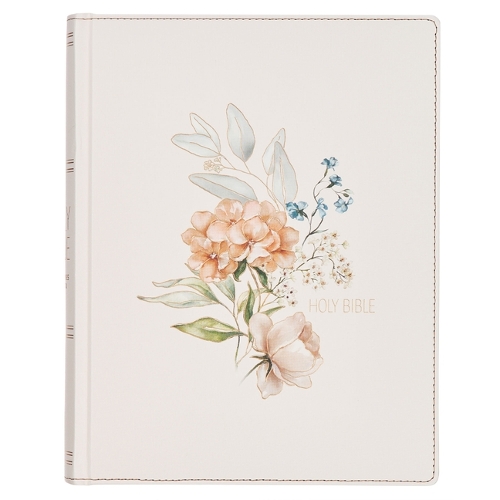KJV Note-Taking Bible Large Print (Faux Leather Hardcover, White Floral)
