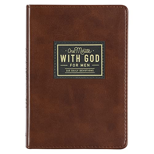 Christian Art Gifts - One Minute with God for Men 365 Devotions, Brown Faux Leather Flexcover