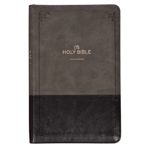 KJV Bible Deluxe Gift (Faux Leather, Gray/Black W/Zipper)