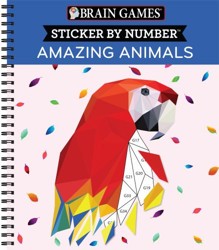 Brain Games - Sticker by Number: Amazing Animals (13 Images to Sticker)