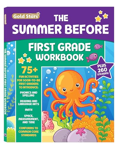 Gold Stars - The Summer Before First Grade Workbook School Bridging Kindergarten to First Grade Ages     Activities Phonics Spelling Reading Language  Measurement and Time Gold Stars Series