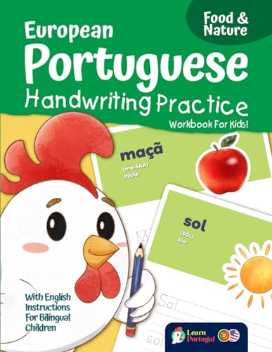 European Portuguese Handwriting Practice Workbook for Kids! Food & Nature