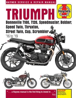 Triumph Bonneville T100, T120, Speedmaster, Bobber, Speed Twin, Thruxton, Street Twin, Cup, Scrambler (16 to 19)