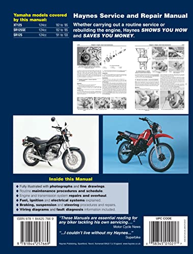 Yamaha XT & SR125 (82 - 03) Haynes Repair Manual