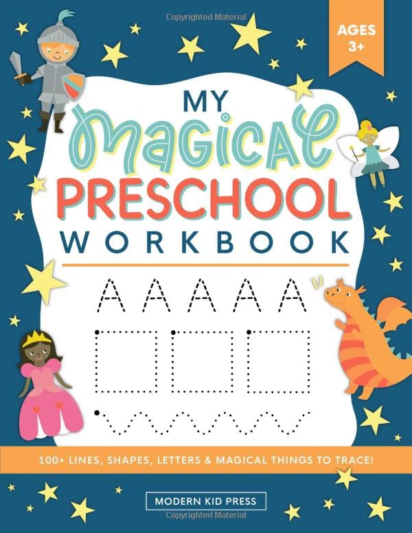 My Magical Preschool Workbook Letter Tracing Coloring for Kids Ages Lines and Shapes Pen Control Toddler Learning Activities Pre K to Kindergarten Homeschooling Activity Books