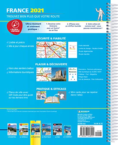 France 2021 -Tourist & Motoring Atlas A4 Laminated Spiral