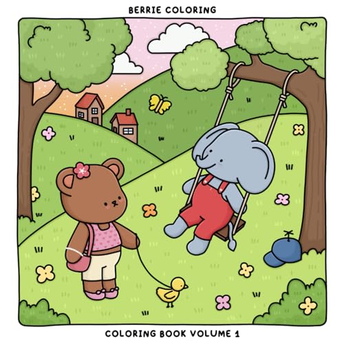 Berrie Coloring Volume 1 : Cute and Cozy Coloring Book for Kids and Adults Featuring Easy to Color Animal Illustrations and Adorable Scenes