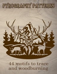 Pyrography patterns: numerous designs for tracing and woodburning, as desired from small to large projects.