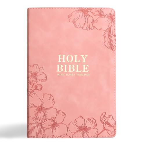  - KJV Holy Bible, Giant Print with Cross-References, Soft Pink LeatherTouch with Floral Cover Design, Thumb Index, Ribbon Marker, Red Letter, Full-Color Maps, Easy-to-Read MCM Type, King James Version